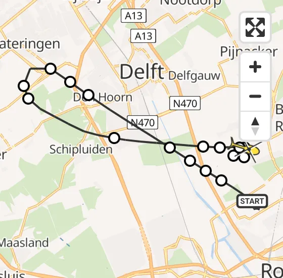 Vlucht Traumahelikopter PH-UMC van Rotterdam The Hague Airport naar Berkel en Rodenrijs op zondag 6 april 2025 0:35