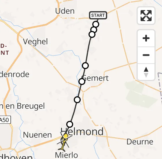 Vlucht Traumahelikopter PH-MAA van Vliegbasis Volkel naar Helmond op zondag 6 april 2025 2:11
