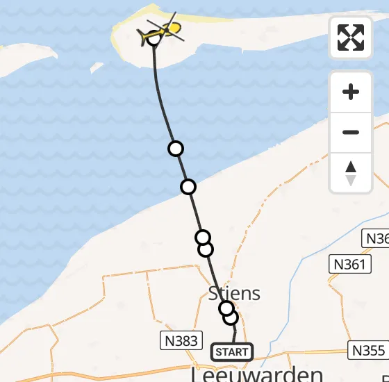 Vlucht Ambulancehelikopter PH-HOW van Vliegbasis Leeuwarden naar Ameland Airport Ballum op zondag 6 april 2025 3:14