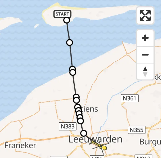 Vlucht Ambulancehelikopter PH-HOW van Ameland Airport Ballum naar Leeuwarden op zondag 6 april 2025 3:52