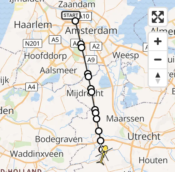 Vlucht Traumahelikopter PH-DOC van Amsterdam Heliport naar Montfoort op zondag 6 april 2025 4:19