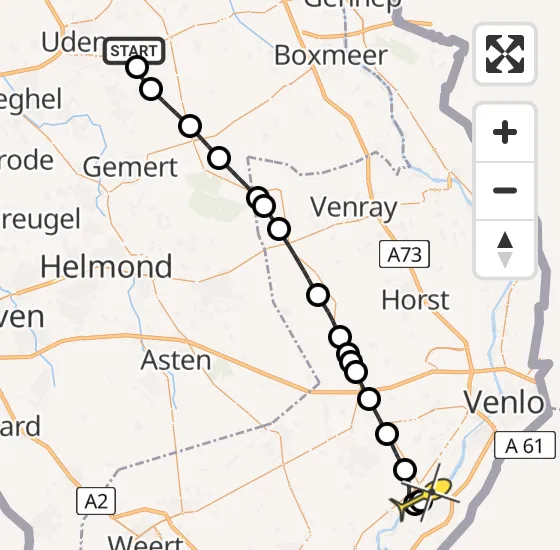 Vlucht Traumahelikopter PH-MAA van Vliegbasis Volkel naar Kessel op zondag 6 april 2025 5:41