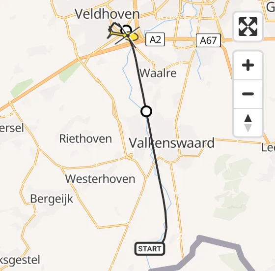 Vlucht Traumahelikopter PH-MAA van Valkenswaard naar Veldhoven op zondag 6 april 2025 7:45
