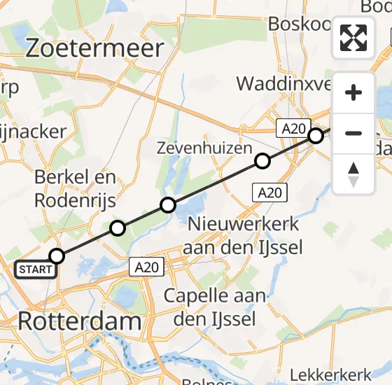 Vlucht Traumahelikopter PH-UMC van Rotterdam The Hague Airport naar Gouda op zondag 6 april 2025 8:03