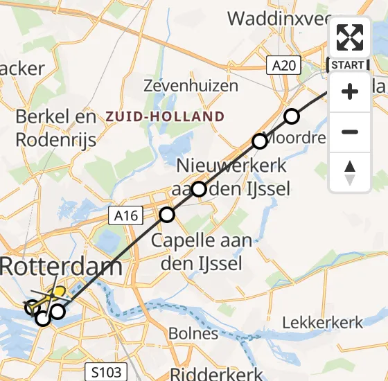 Vlucht Traumahelikopter PH-UMC van Gouda naar Erasmus MC op zondag 6 april 2025 8:43