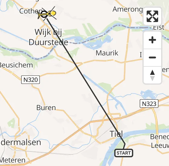 Vlucht Politiehelikopter PH-PXB van Wamel naar Wijk bij Duurstede op zondag 6 april 2025 9:38