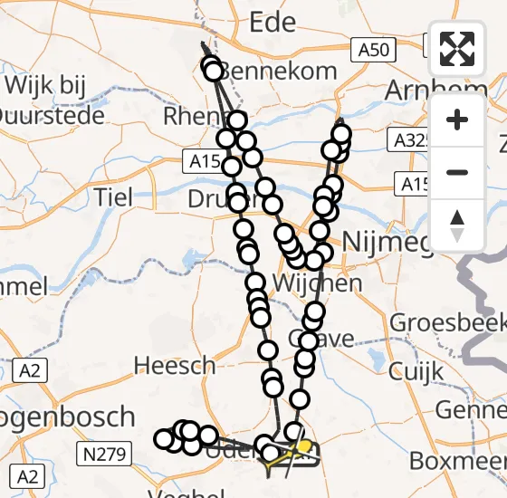 Vlucht Traumahelikopter PH-MAA van Vliegbasis Volkel naar Vliegbasis Volkel op zondag 6 april 2025 10:06
