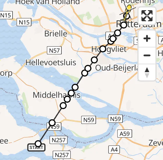 Vlucht Traumahelikopter PH-UMC van Sint Philipsland naar Rotterdam The Hague Airport op zondag 6 april 2025 11:50