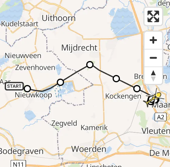 Vlucht Politiehelikopter PH-PXB van Aarlanderveen naar Breukelen op zondag 6 april 2025 12:27