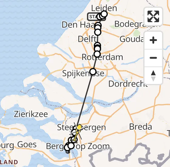 Vlucht Politiehelikopter PH-PXY van Voorschoten naar Lepelstraat op zondag 6 april 2025 12:33