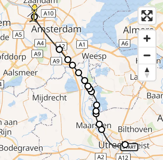 Vlucht Traumahelikopter PH-DOC van Universitair Medisch Centrum Utrecht naar Amsterdam Heliport op zondag 6 april 2025 14:12