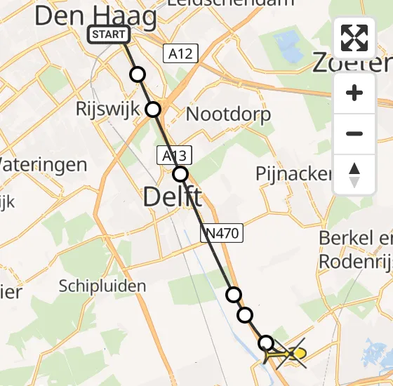 Vlucht Traumahelikopter PH-UMC van Den Haag naar Rotterdam The Hague Airport op zondag 6 april 2025 16:18