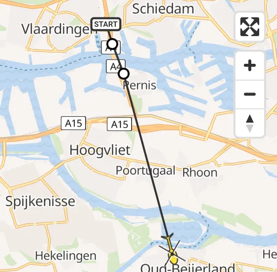 Vlucht Politiehelikopter PH-PXB van Vlaardingen naar Oud-Beijerland op zondag 6 april 2025 17:06