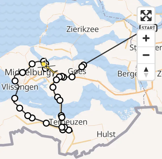 Vlucht Politiehelikopter PH-PXB van Ooltgensplaat naar Vliegveld Midden-Zeeland op zondag 6 april 2025 17:17