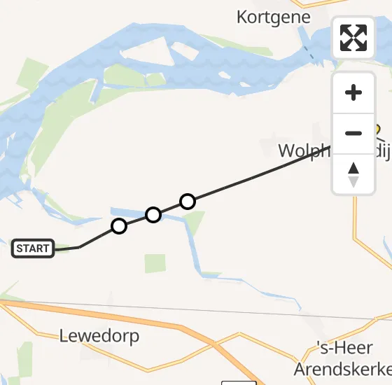 Vlucht Politiehelikopter PH-PXB van Vliegveld Midden-Zeeland naar Wolphaartsdijk op zondag 6 april 2025 19:41