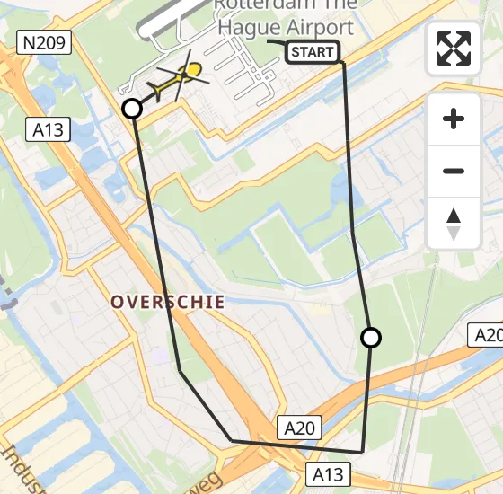 Vlucht Traumahelikopter PH-UMC van Rotterdam The Hague Airport naar Rotterdam The Hague Airport op zondag 6 april 2025 19:55