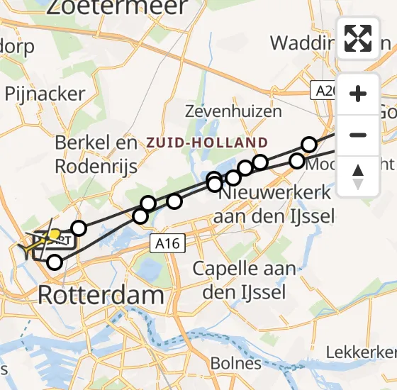 Vlucht Traumahelikopter PH-UMC van Rotterdam The Hague Airport naar Rotterdam The Hague Airport op zondag 6 april 2025 20:00
