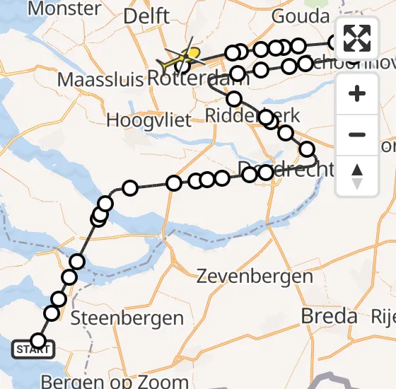 Vlucht Traumahelikopter PH-UMC van Scherpenisse naar Rotterdam The Hague Airport op zondag 6 april 2025 22:52