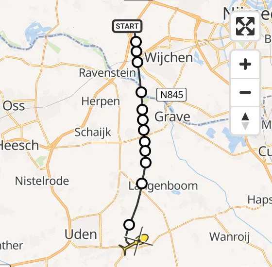 Vlucht Traumahelikopter PH-MAA van Hernen naar Vliegbasis Volkel op zondag 6 april 2025 23:35