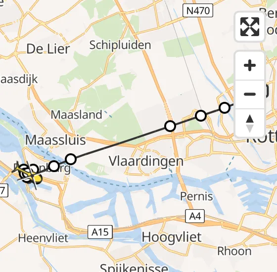 Vlucht Traumahelikopter PH-UMC van Rotterdam The Hague Airport naar Botlek op maandag 7 april 2025 0:52