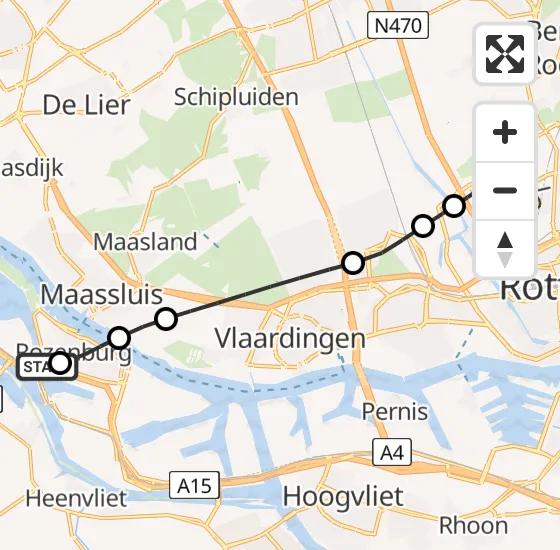 Vlucht Traumahelikopter PH-UMC van Botlek naar Rotterdam The Hague Airport op maandag 7 april 2025 1:35