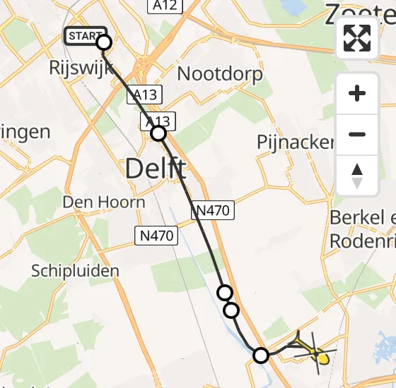 Vlucht Traumahelikopter PH-UMC van Den Haag naar Rotterdam The Hague Airport op maandag 7 april 2025 5:34