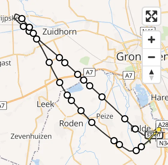 Vlucht Traumahelikopter PH-HVB van Groningen Airport Eelde naar Groningen Airport Eelde op maandag 7 april 2025 7:32