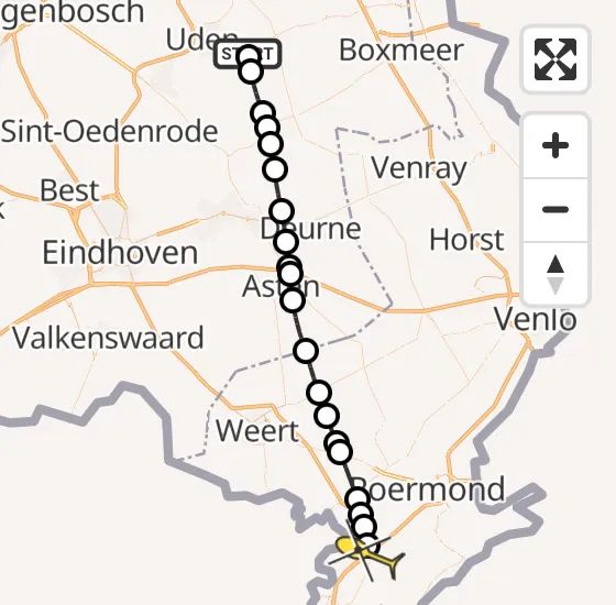 Vlucht Traumahelikopter PH-MAA van Vliegbasis Volkel naar Echt op maandag 7 april 2025 8:08