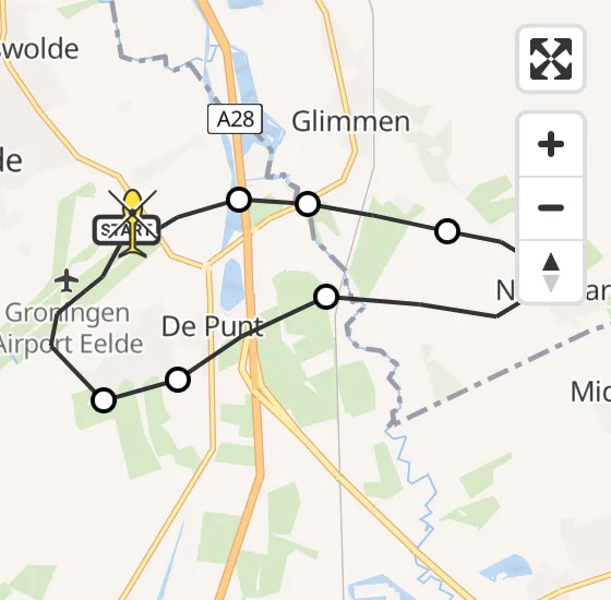 Vlucht Traumahelikopter PH-HVB van Groningen Airport Eelde naar Groningen Airport Eelde op maandag 7 april 2025 9:56