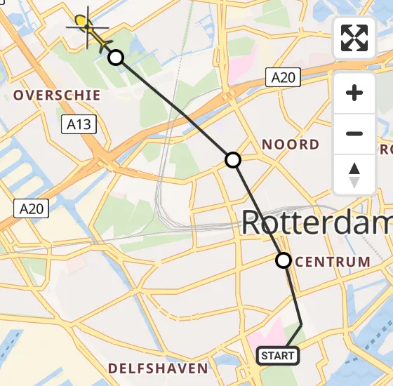 Vlucht Traumahelikopter PH-UMC van Erasmus MC naar Rotterdam The Hague Airport op maandag 7 april 2025 11:05