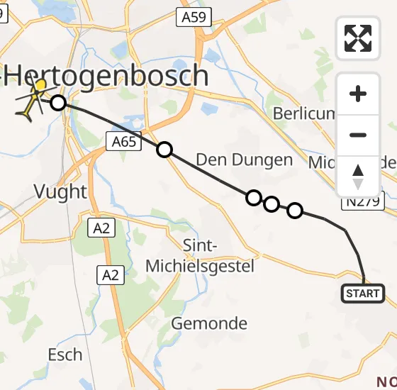 Vlucht Traumahelikopter PH-MAA van Schijndel naar Vught op maandag 7 april 2025 11:14