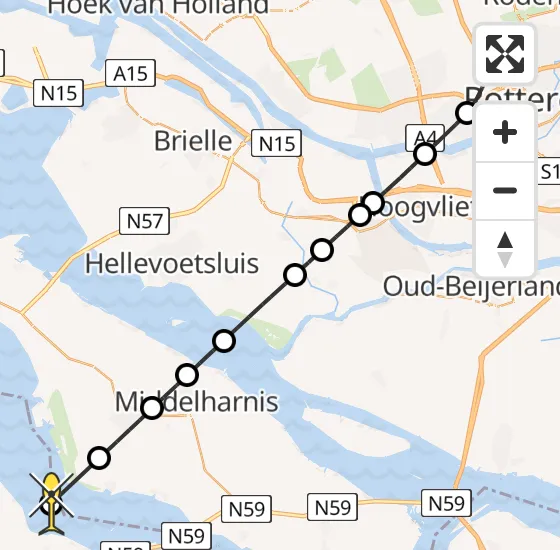 Vlucht Traumahelikopter PH-UMC van Rotterdam The Hague Airport naar Dreischor op maandag 7 april 2025 14:12