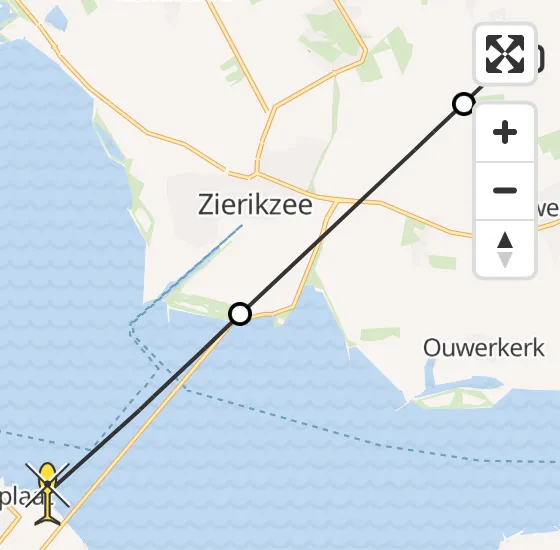 Vlucht Traumahelikopter PH-UMC van Dreischor naar Zierikzee op maandag 7 april 2025 14:26