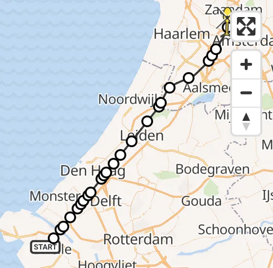 Vlucht Traumahelikopter PH-DOC van Brielle naar Amsterdam Heliport op maandag 7 april 2025 15:24