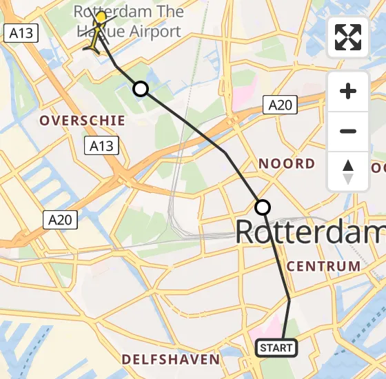 Vlucht Traumahelikopter PH-UMC van Erasmus MC naar Rotterdam The Hague Airport op maandag 7 april 2025 15:53