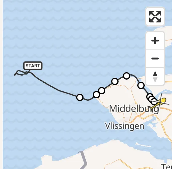 Vlucht Kustwachthelikopter PH-NCG van  naar Vliegveld Midden-Zeeland op maandag 7 april 2025 16:19