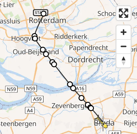 Vlucht Traumahelikopter PH-UMC van Rotterdam The Hague Airport naar Breda op maandag 7 april 2025 17:37