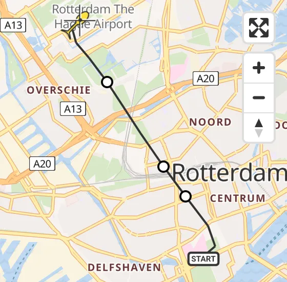 Vlucht Traumahelikopter PH-UMC van Erasmus MC naar Rotterdam The Hague Airport op maandag 7 april 2025 19:12