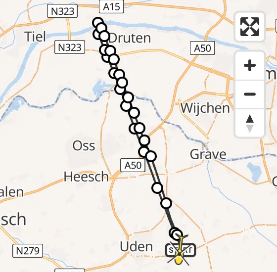 Vlucht Traumahelikopter PH-MAA van Vliegbasis Volkel naar Vliegbasis Volkel op maandag 7 april 2025 20:04