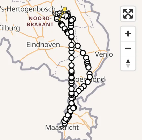 Vlucht Politiehelikopter PH-PXF van Vliegbasis Volkel naar Vliegbasis Volkel op maandag 7 april 2025 20:45