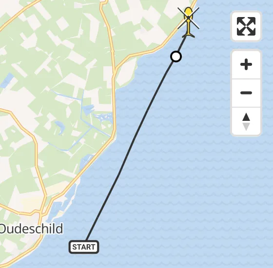 Vlucht Kustwachthelikopter PH-SAR van Oudeschild naar Oosterend op maandag 7 april 2025 21:40