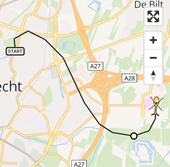 Vlucht Traumahelikopter PH-DOC van Utrecht naar Universitair Medisch Centrum Utrecht op dinsdag 8 april 2025 2:26