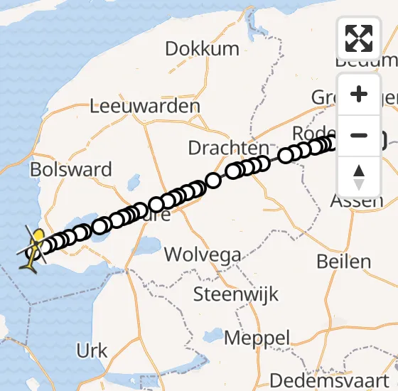 Vlucht Traumahelikopter PH-HVB van Groningen Airport Eelde naar Warns op dinsdag 8 april 2025 18:34