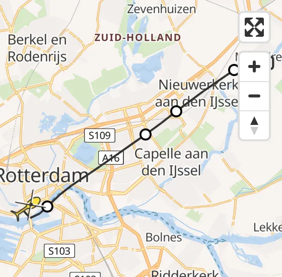 Vlucht Traumahelikopter PH-UMC van Moordrecht naar Erasmus MC op dinsdag 8 april 2025 18:43