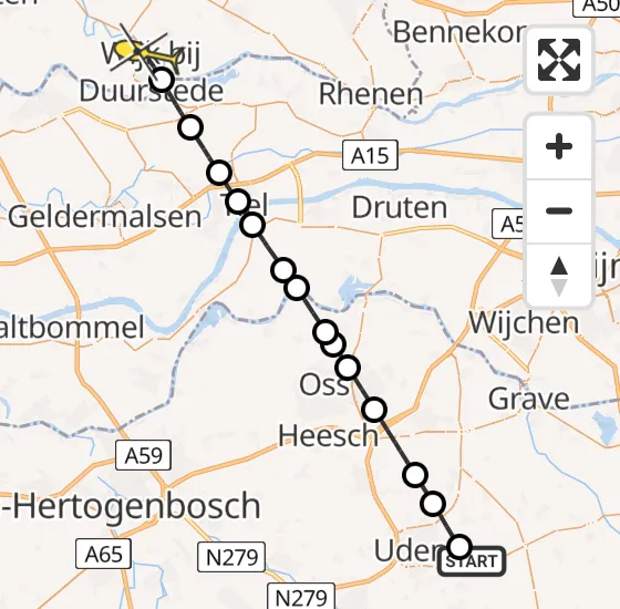 Vlucht Traumahelikopter PH-TTR van Vliegbasis Volkel naar Wijk bij Duurstede op vrijdag 11 april 2025 18:25