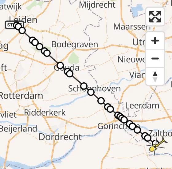 Vlucht Traumahelikopter PH-UMC van Leiden naar Nederhemert op vrijdag 11 april 2025 19:46