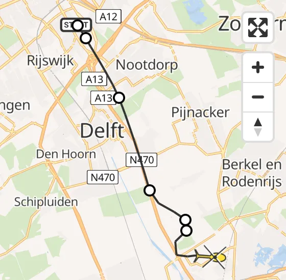 Vlucht Traumahelikopter PH-UMC van Den Haag naar Rotterdam The Hague Airport op zaterdag 12 april 2025 16:40