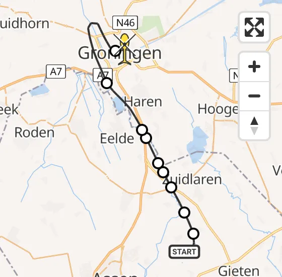 Vlucht Traumahelikopter PH-HVB van Gasteren naar Universitair Medisch Centrum Groningen op zaterdag 12 april 2025 16:47