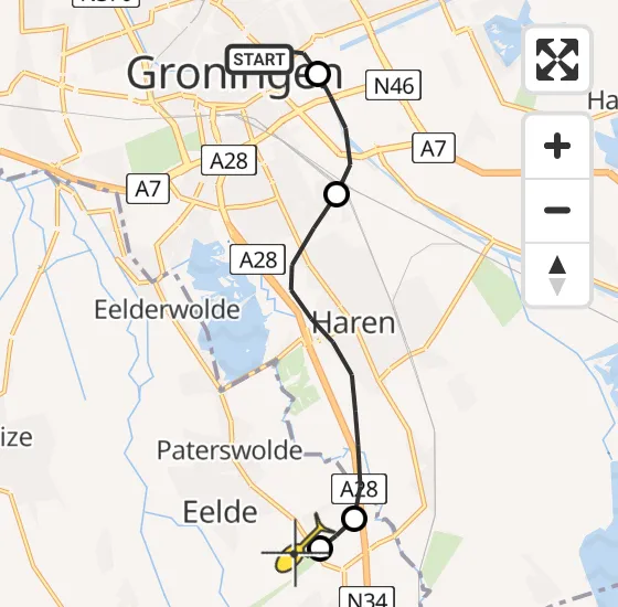 Vlucht Traumahelikopter PH-HVB van Universitair Medisch Centrum Groningen naar Groningen Airport Eelde op zaterdag 12 april 2025 17:22
