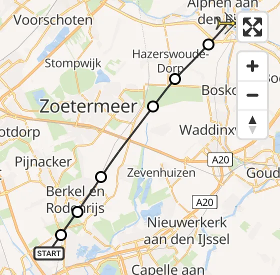 Vlucht Traumahelikopter PH-UMC van Rotterdam The Hague Airport naar Alphen aan den Rijn op zaterdag 12 april 2025 18:09